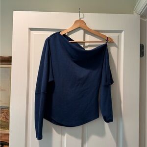We The Free Navy Off-the-Shoulder Sweater